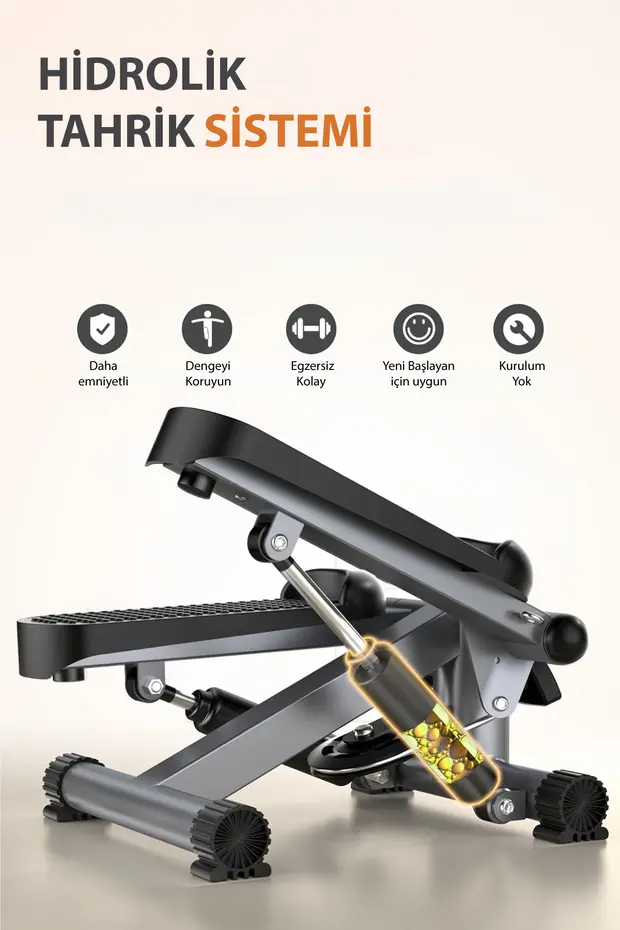 Direnç Lastikli Mini Stepper Egzersiz Aleti -Kaymaz Pedallı Kardiyo Cihazı